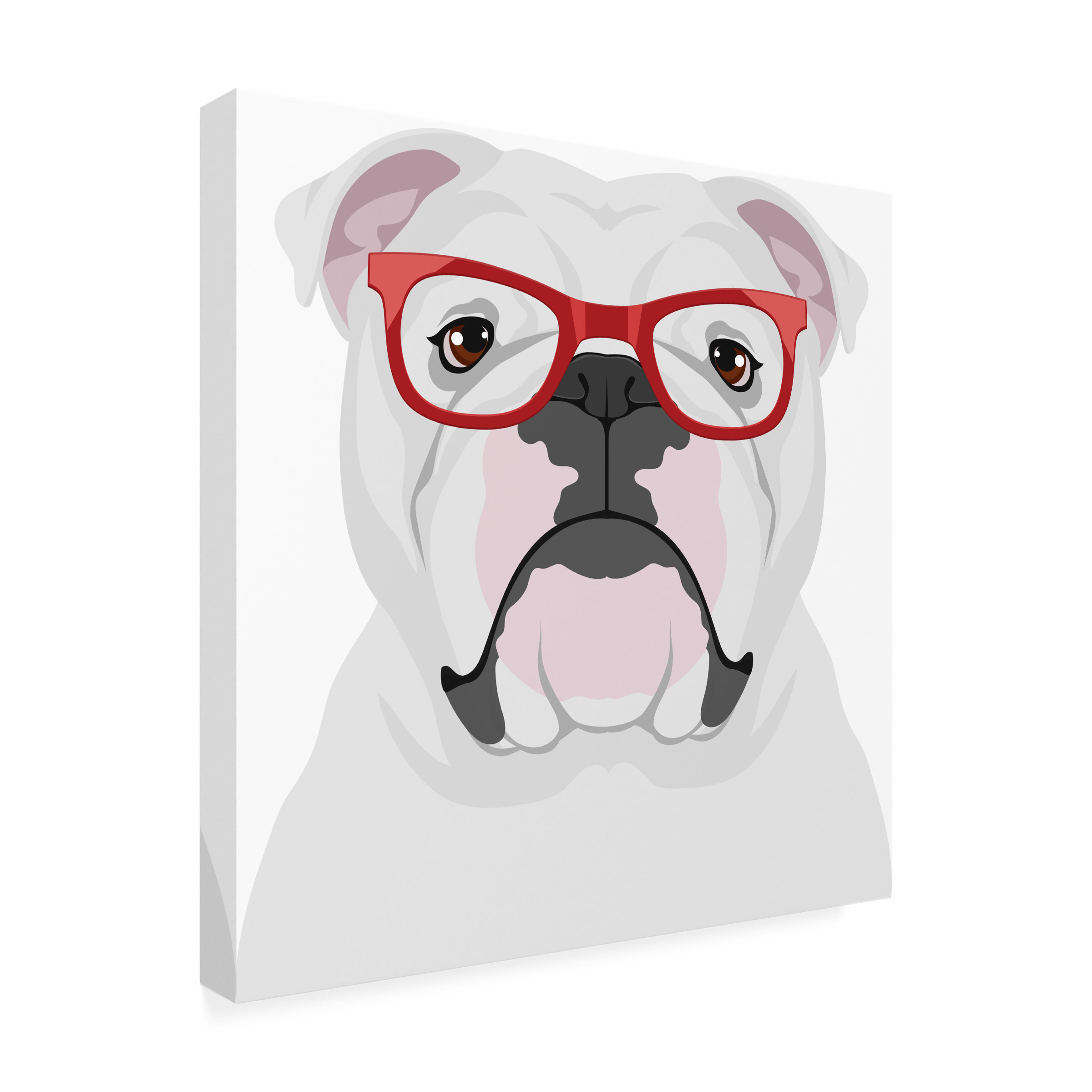 Furbaby Affiliates 'English Bulldog Wearing Hipster Glasses' Canvas Art