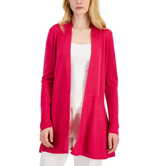 Anne Klein Petite Monterey Open Front Cardigan Pink Pansy PL