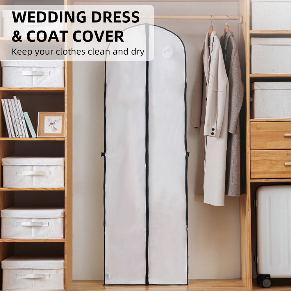 Portable Dust-proof Garment Bag for Travel Cover Full Zipper Hanging Wedding Gown Cover for dresses long, 70" * 4PCS