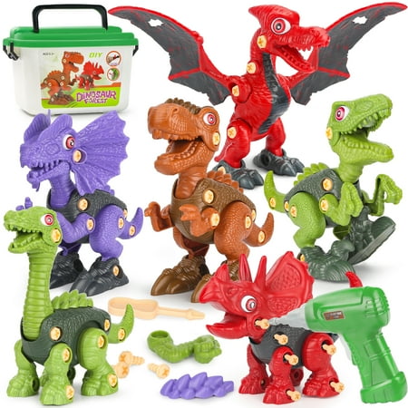 DINORUN Boys Toys ages 3 - 7 Take Apart Dinosaur Toys Building Engineering Kits Gifts for Kids