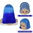 thumbnail image 2 of Gradient Blue Bob Wig Human Hair 13x4 Lace Front Wigs for Black Women 150% Density Glueless Short Bob Wig Pre Plucked Hairline with Bleached Knots (Gradient Blue,10inch), 2 of 7