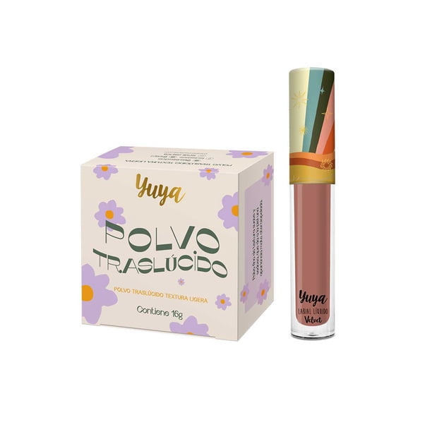 Polvo Traslúcido Yuya con Ingredientes Naturales 16g Labial Velvet Recuerdo 3g