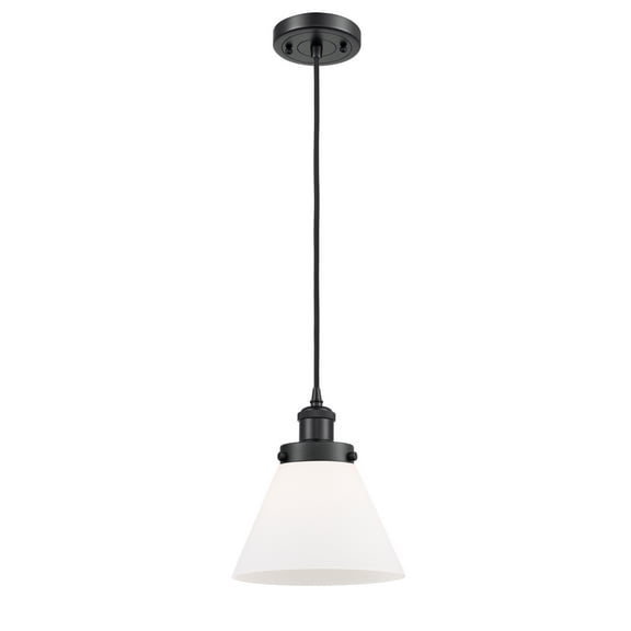Innovations 916-1P-BK-G41-LED Large Cone 1 Light Mini Pendant part of the Ballston Collection, Matte Black