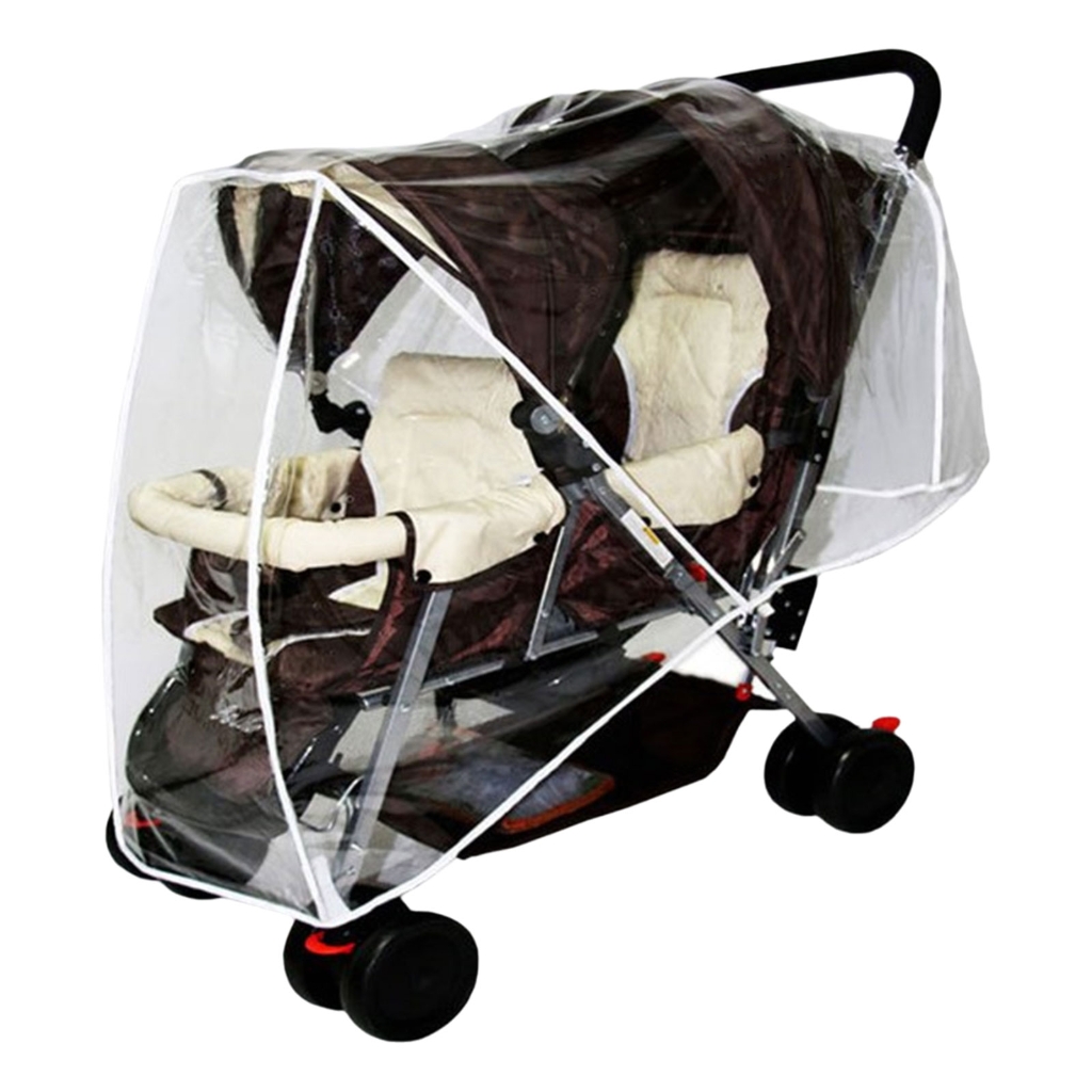 Sinyiin 1Pc Double Strollers Rain Cover Windproof Protective Sleeve Case for Twin Baby Prams Side by Side/Front Rear