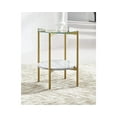 thumbnail image 2 of Signature Design by Ashley Wynora Table d'Appoint Ronde Contemporaine avec Verre et Faux Marbre, Blanc et Or, 2 of 2