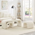 thumbnail image 2 of Modern U-Shaped Teddy Ottoman Set of 3 with Soft Beige Canvas 44 " and 18 " Stools Perfect for Living Room Footrest or Entryway, 2 of 6