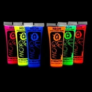 UV Glow Blacklight Face and Body Paint, Neon Fluorescent, 0.34 fl oz, 6 Tubes