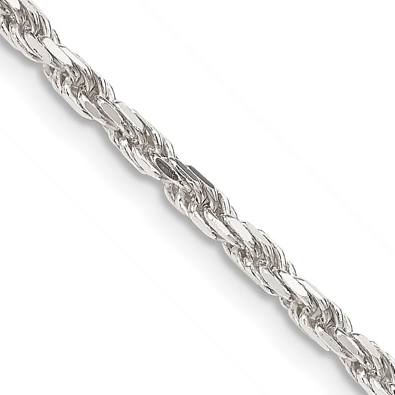 Auriga Fine Jewelry 925 Sterling Silver 2.5 mm Diamond-cut Rope Chain Necklace for Women 16"