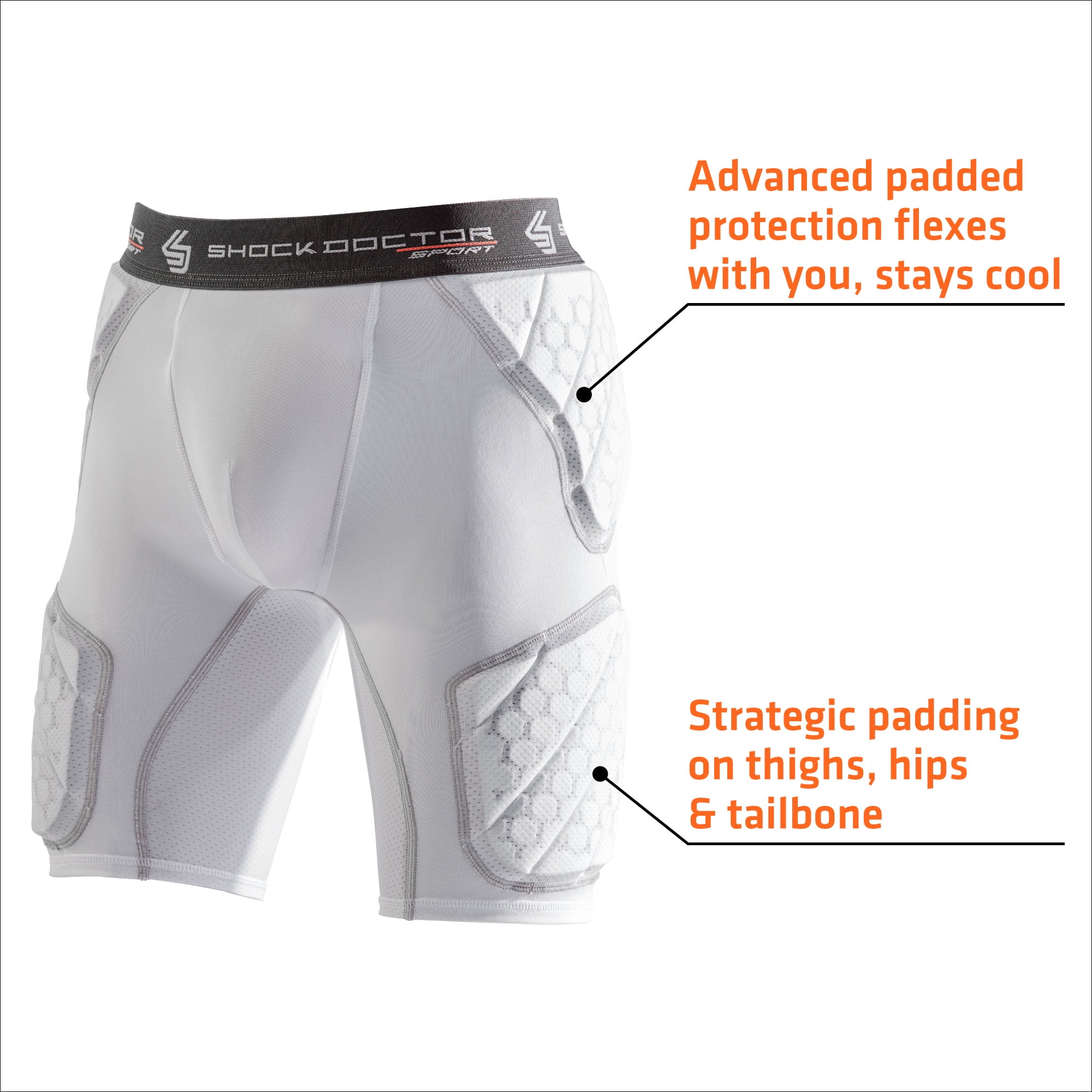 Shock Doctor 5 Pad Impact Shirt ADULT small Football Sparring Lacrosse White B2 