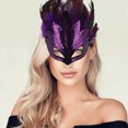 thumbnail image 5 of Unique Bargains 1 Pc Sequined Feathers Party Mask Purple Plastic Feather, 5 of 5