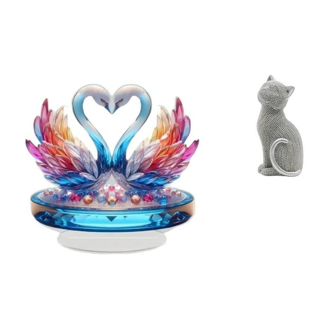 Escultura de cisne, estatua de cisne, figura de gato, estatua de ganso, figura de escritorio, adorno de resina que encarna , toque artístico, a