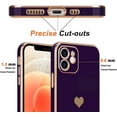 thumbnail image 3 of Funda de silicona compatible con iPhone 12 para niñas y mujeres, con diseño de corazón de amor, con baño brillante, suave, con protección para cámara elevada, a prueba de golpes, color morado oscuro., 3 of 8
