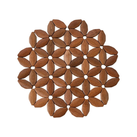 hulanddfd Wooden Trivets for Hot Dishes, 8.6"x8.6" Tabletop Counter Mats Non-Slip Kitchen Holders for Dining Plates Pots Casserole Pans