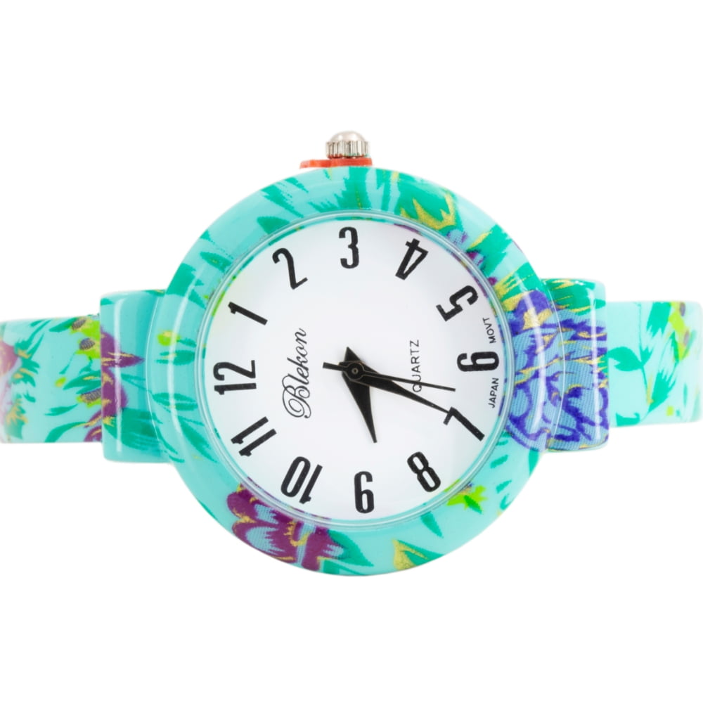 Blekon Collections Women’s Cuff Bangle Watch – Elegant Flower Design Bracelet Timepiece, Fashion Jewelry Wristwatch for Ladies, Stylish Dress Gift, Multiple Design Options (Design 2)