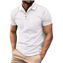 Men's Short Sleeve Polo Shirt Casual Regular Fit Knit Textured Stretch Golf Tee