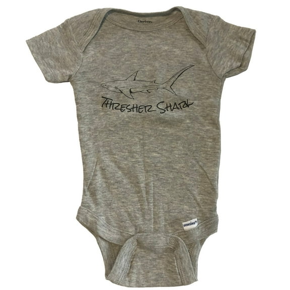 Thresher Shark Sketch Cool Shark Baby Bodysuit - Grey