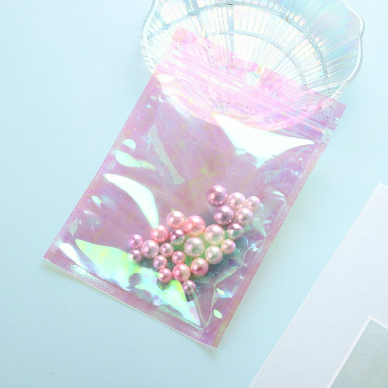 Holographic Self Seal Bags, 12cm X 7.5cm Iridescent Clear Plastic