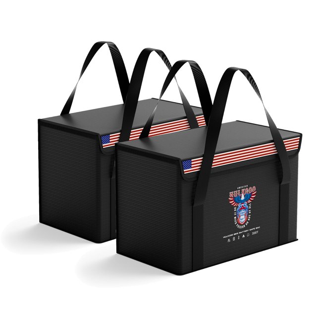 Bolsa Segura para Baterías HulkGoo 36x24x20 cm Ignífuga e Impermeable, Paquete de 2