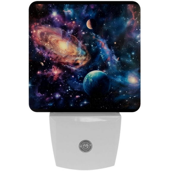 PhooArto Space Universe Galaxy Planets Plug in LED Night Light Auto Sensor Dusk to Dawn Decorative Night for Bedroom, Bathroom, Kitchen, Hallway, Stairs, Baby's Room, Energy Saving