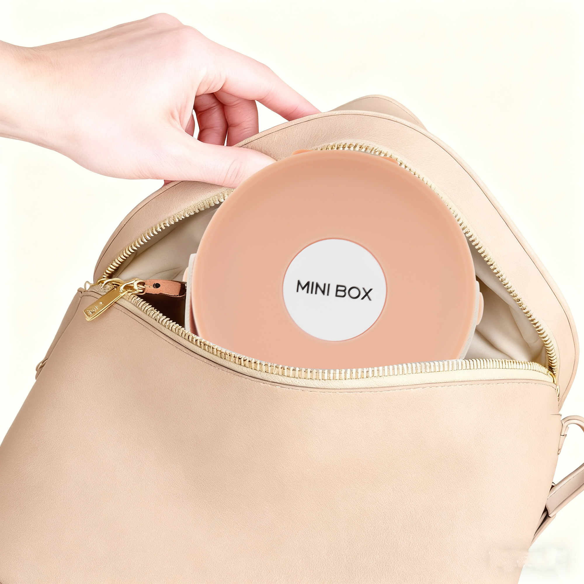 Unique Bargains Elegant Round Multi-Function Jewelry Box Organizer Coral Pink