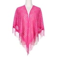 thumbnail image 2 of Chales y envolturas INSPIRAR CHIC para vestidos de noche, bufandas triangulares de encaje con flecos para fiestas formales de boda 70.9"x27.6" Rosa caliente, 2 of 5