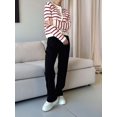 thumbnail image 5 of Women'S Round Neck Striped Cropped Knit Cardigan Red S, 5 of 8