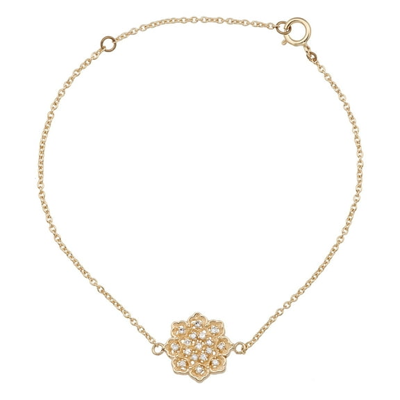 10k Yellow Gold Floral Style Diamond Pendant Bracelet