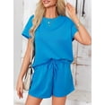 thumbnail image 2 of Short Sleeve Womens 2 Piece Lounge Sets Casual Shirt & Shorts Sets, 2 of 6