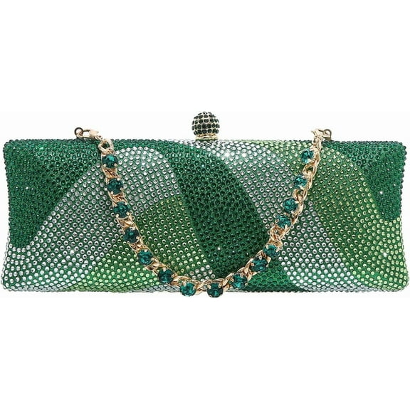 Women's Geometry Luxury Rhinestone Diamond Clutch Purse Crystal Chain Wedding Evening Handbag