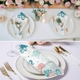 thumbnail image 2 of Coastal Turtle Cloth Napkins, Teal Green Ocean Coral Starfish Jellyfish Washable and Reusable Dinner Napkins Set of 4, Table Napkin for Kitchen Party Birthday Wedding Hotel Housewarming 20"x20", 2 of 8