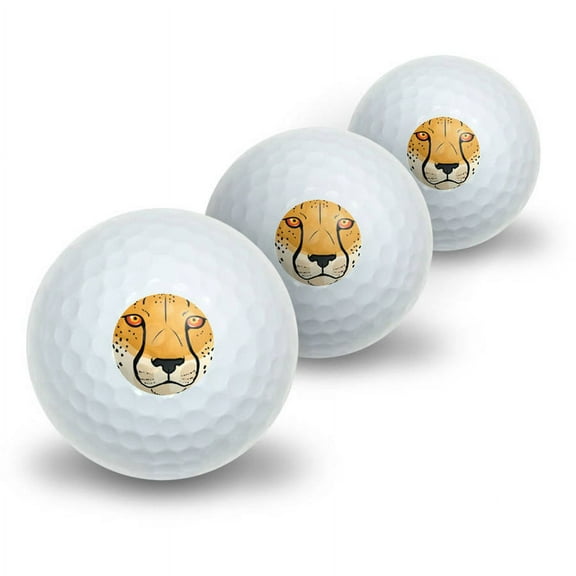 Cheetah Face Safari Big Cat Novelty Golf Balls, 3pk