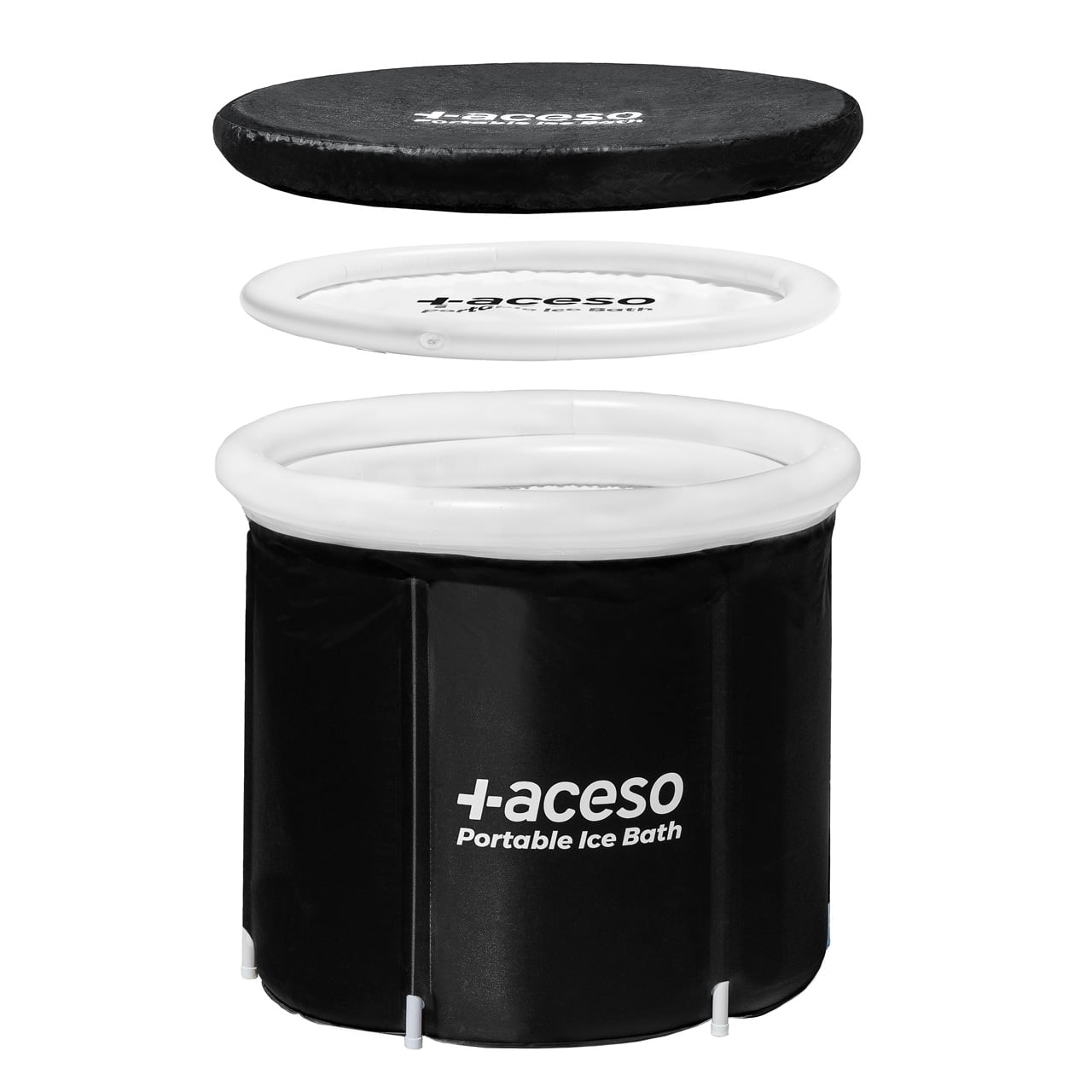ACESO Portable Ice Bath | Cold Water Therapy Recovery Tub for Athletes | 100 Gallon Capacity Cold Plunge Tub with Inflatable Thermal Lid and All-Weather Cover