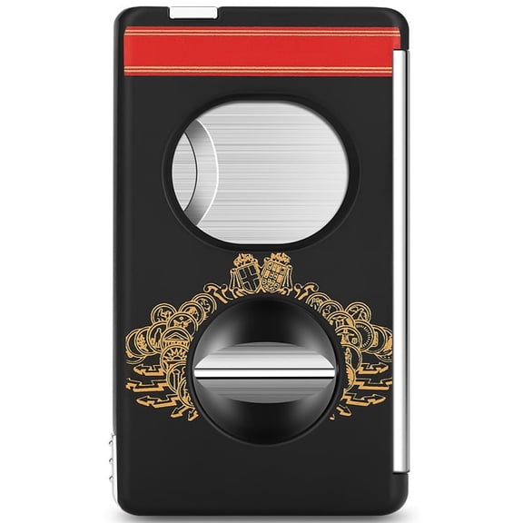 BBSISGO Stainless Steel V-Cut Cigar Cutters with Cigar Drill, Black Red