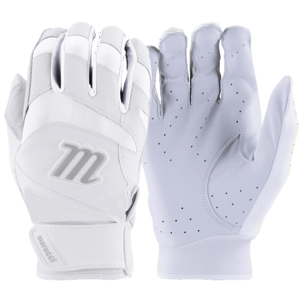 Marucci Signature Youth Baseball Batting Gloves, White, Youth Large