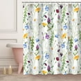 thumbnail image 2 of Floral Shower Curtain, Flower Shower Curtain, Colorful Flower Shower Curtain for Bathroom, Green Leaf and Wildflower Shower Curtain, 72" x 72" Inches, 2 of 6