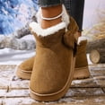 thumbnail image 5 of Cadancy Women's Ankle Boots Winter Suede Thick Sole Winter Fluffy Fleece Lining Short Booties Side Cute Bowknot Trendy Snow Shoes Slip On Outdoor Footwear, 5 of 8