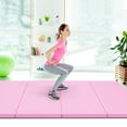 thumbnail image 4 of Costway 4' x 8' x 2" Foldable Exercise Mat Panels Gym Mat w/ PU Leather EPE Foam Pink, 4 of 10