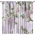 thumbnail image 2 of Purple Floral Kitchen Curtains Wisteria Country Flowers Wood Window Treatments Printed Pattern Living Room Curtains for Girls Women Room Blackout Curtains 52x84 Inch 2 Panels, 2 of 6