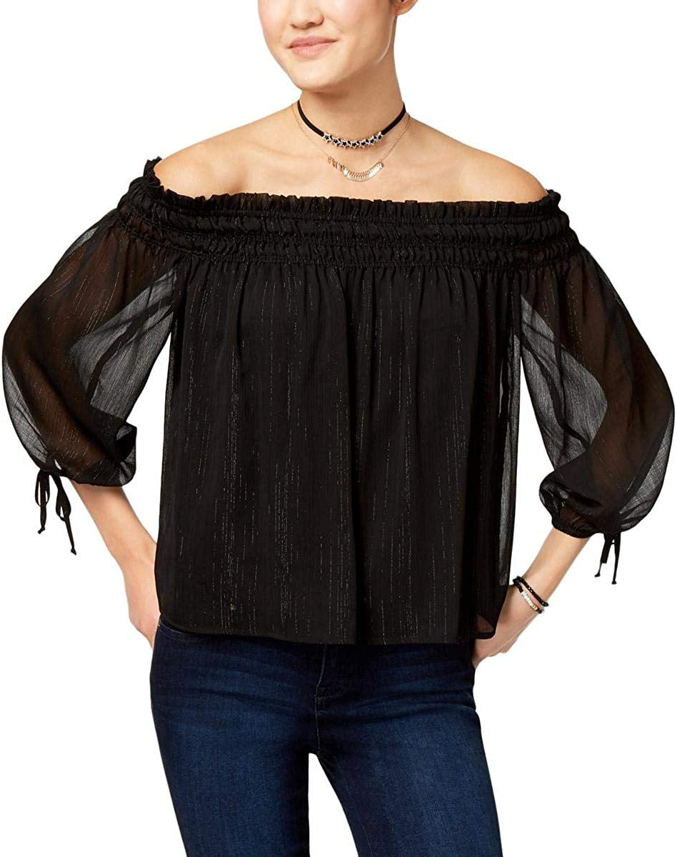 Lily Black Juniors Pleated Tie-Front Top Lily Black Juniors Pleated Tie-Front Top