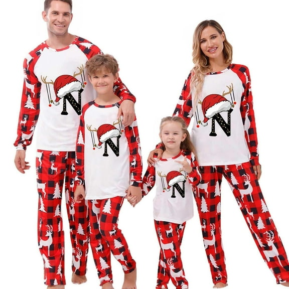 Onlypjs Monogram A–Z Family Matching Christmas Pajamas for Women, Men, Couples