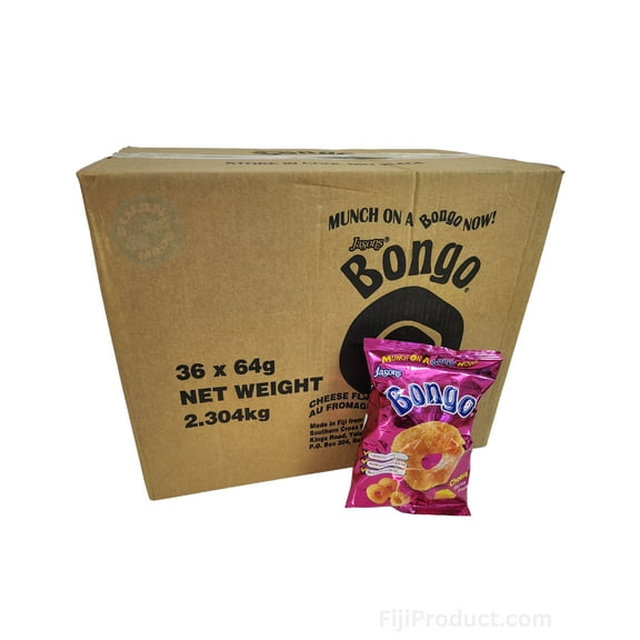 FIJI - Bongo Cheese Flavor Snack (Case Pack Of 36 x 64g EA) Real Unique Cheese Flavor, Munch ON Now! Box - Buy FijiProduct.com