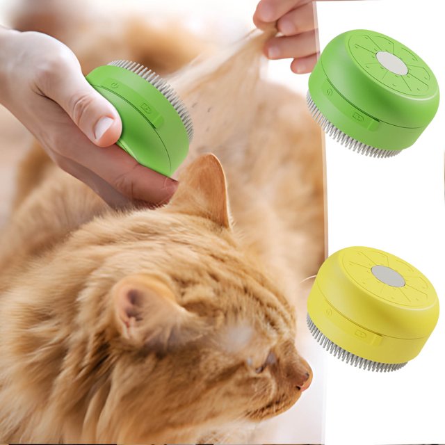 Fiudx Cepillo de Vapor Recargable para Mascotas, Masajeador de Gel de Sílice, Función de Autolimpieza, Elimina El Pelo Suelto, Peine Suave para Mascotas, Aseo Cómodo, Regalo Ideal para Amantes de Las