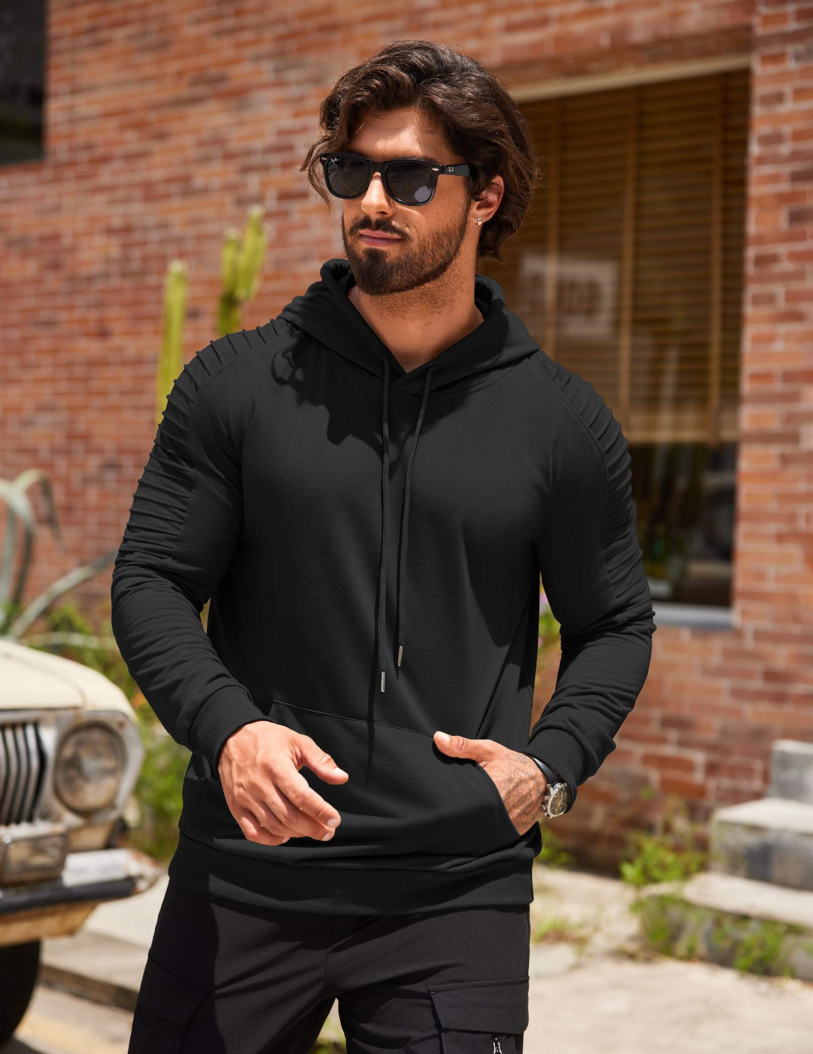 COOFANDY Mens Hoodie Casual Drawstring Athletic Hoodies Hooded Pullover Sweatshirts with Pocket