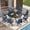 Black-Blue, variant on Vicllax 5-Piece Outdoor Patio Dining Set Metal Swivel Chairs & Round Steel Table with Umbrella Hole