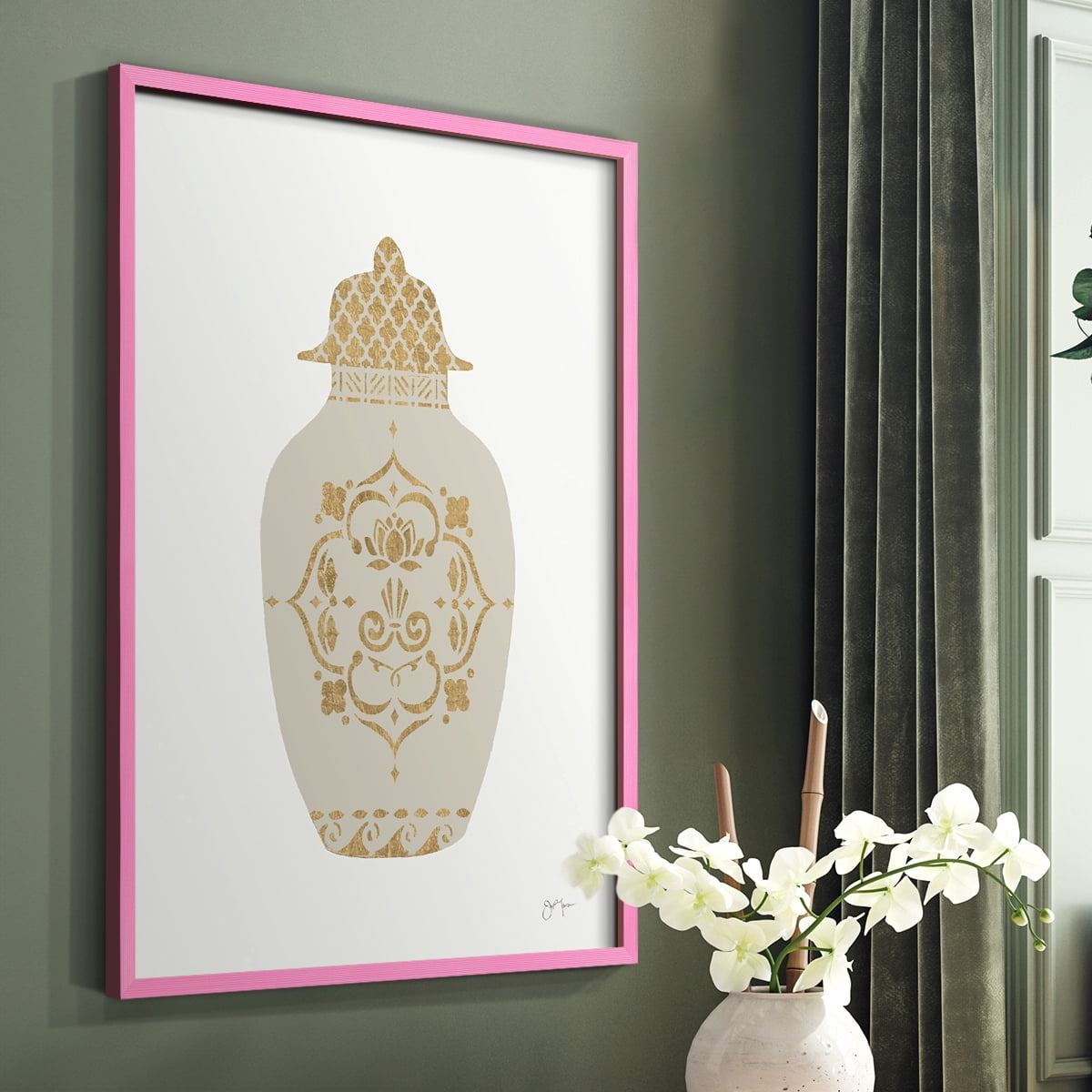Neutral Urn I in Pink Solid Wood 11 x 14 Framed Print