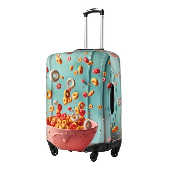 Naloa Floating Colorful Cereal Elastic Suitcase Protector, Travel Suitcase Protector Cover Fits 18-32in Suitcase(No luggage included)-Small