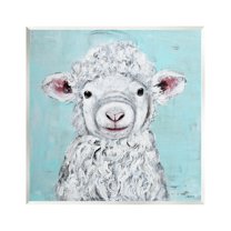 Smiling Lamb Farm Animal Face Animals & Insects Painting Unframed Art Print Wall Art
