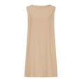thumbnail image 4 of Dgankt Summer Dress Women's Sleeveless Casual Solid Color Round Neck Dress, 4 of 6