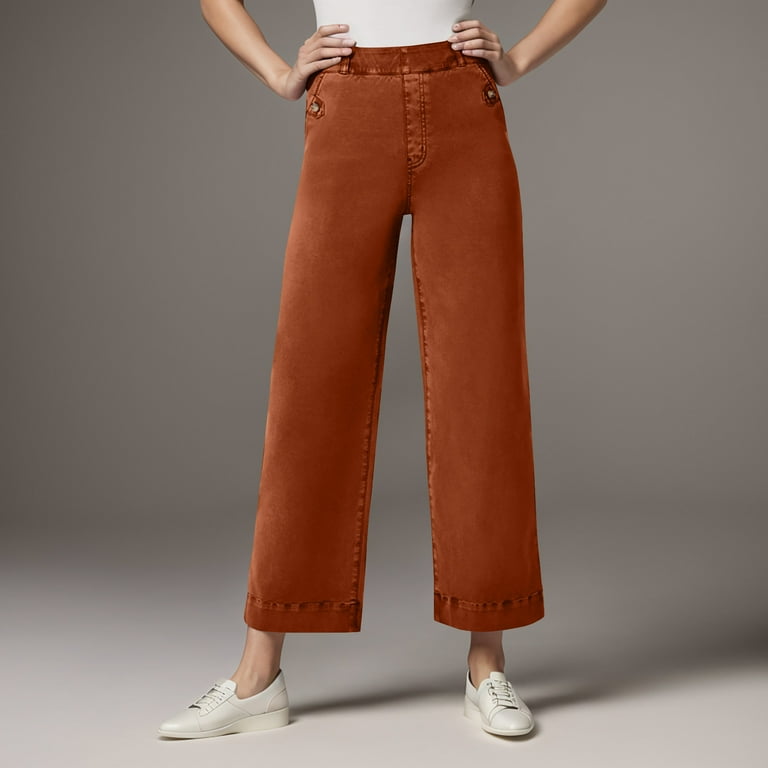 Dorkasm Vivienne Duvall Tummy Control Twill Cropped Wide Leg Pant Vivienne Duvall Pants Womens Stretch Twill Cropped Wide Leg Pants Orange S Walmart
