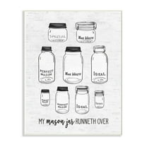 The Stupell Home Decor Collection My Mason Jar Runneth Over Illustrations Subtle Birch Typography Oversized Wall Plaque Art, 12.5 x 0.5 x 18.5